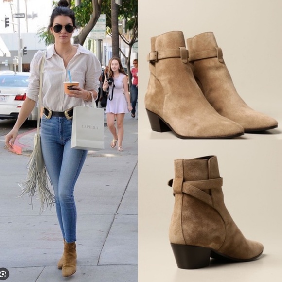 YSL Blake Jodhpur 40 boots in Suede Soho New Sigaro as seen on Kendall Jenner - Picture 9 of 15